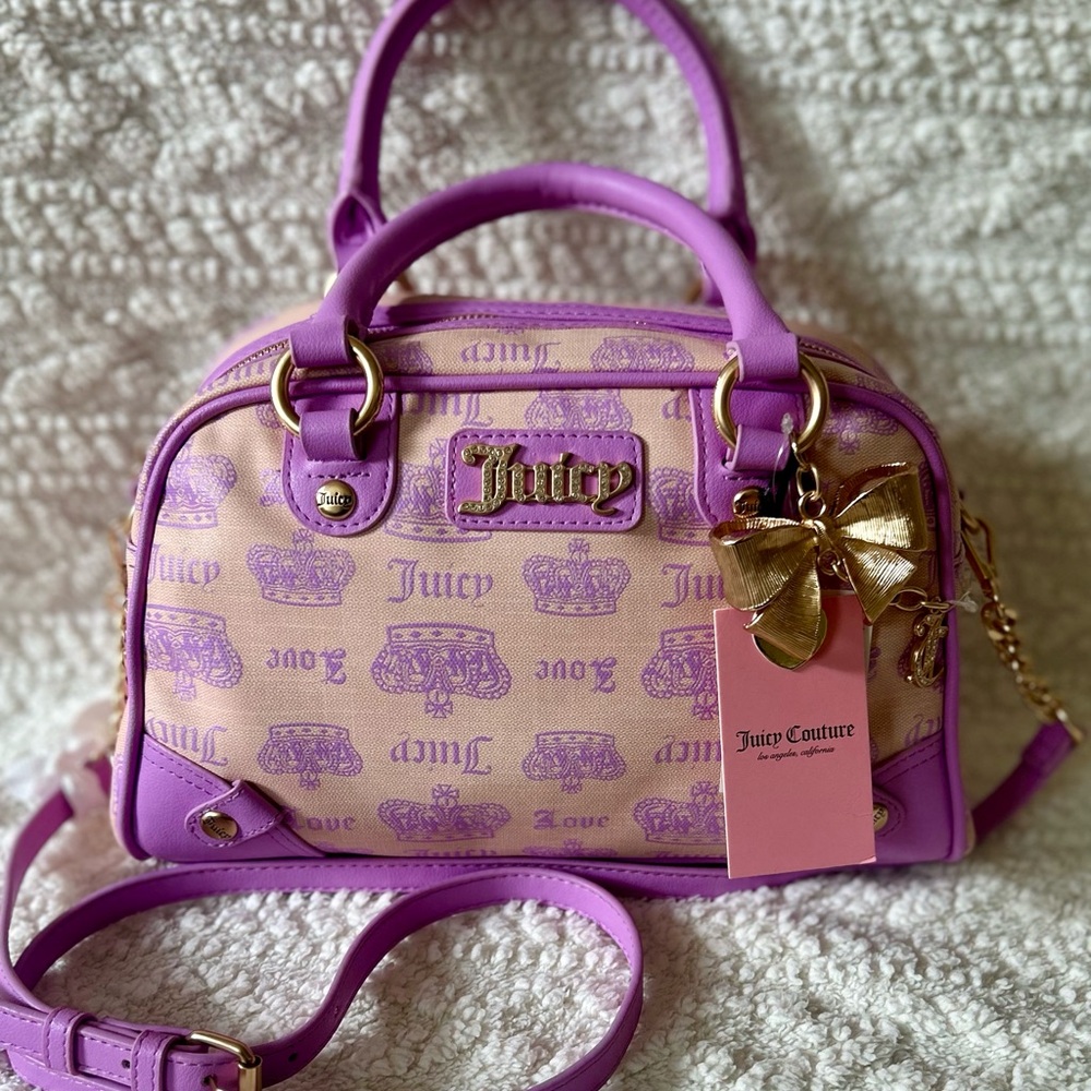 Juicy Couture Vintage Couture Bowler Bag in Pink Diamond & Violet Y2K NWT